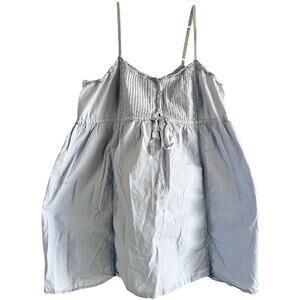 Cacique Babydoll Nightgown Button Pleated Tie Adjustable Strap Cotton Blue 18/20